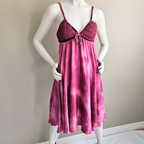 bebe Dresses & Skirts - Vintage Silk Dress Womens XS Y2K Flowy Babydoll Velvet Boho Whimsygoth Witchy